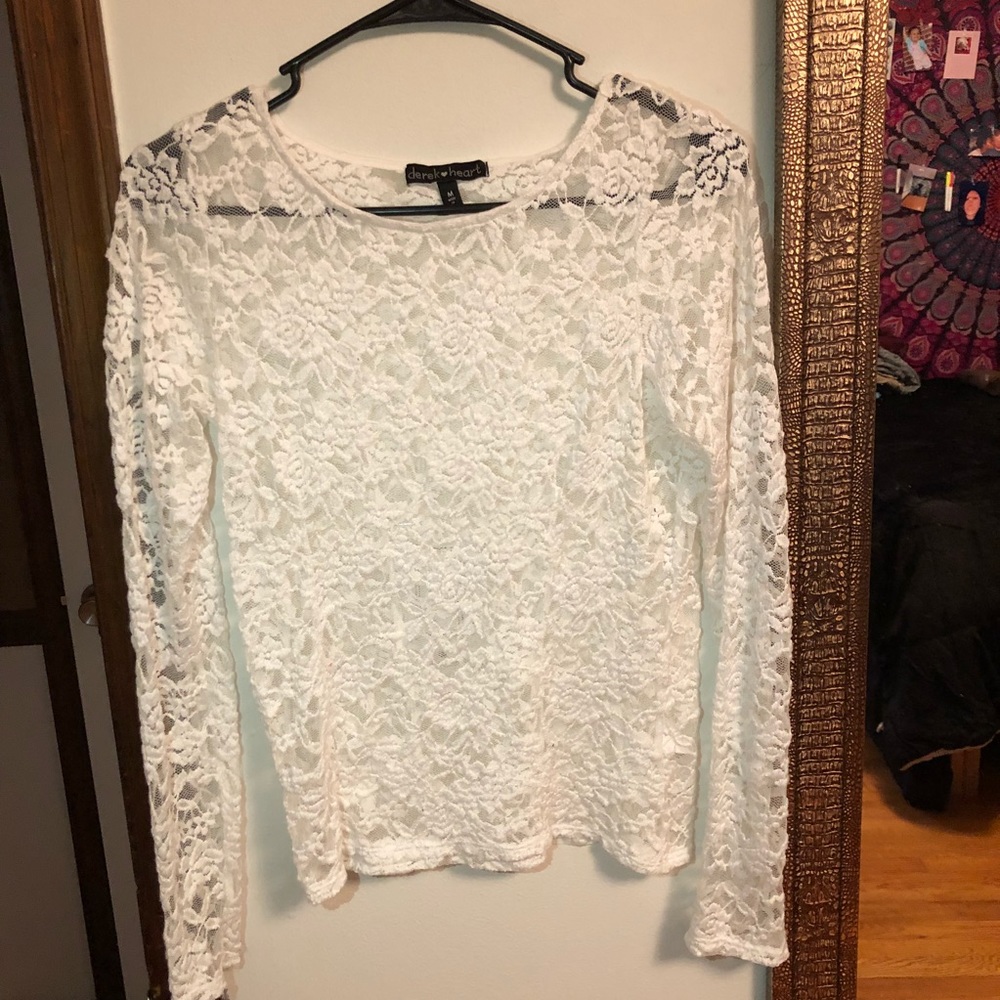 White laced long sleeved shirt